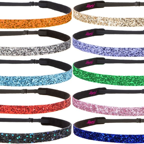 Hipsy Gift 10-pack Bling Glitter Adjustable No Slip Skinny Bold Color Headbands main image 9